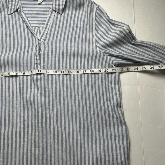 Beach Lunch Lounge Collection Size Large Tunic Long Sleeve Blue&White Striped - Picture 4 of 5